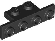 Bracket 1 x 2 - 1 x 4 [Square Corners] in Black