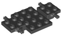 Vehicle Base 4 x 7 x 2/3 with 3 x 4 Recessed, Wheel Pins in Black