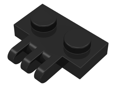 Hinge Plate 1 x 2 with 3 Fingers On Side in Black