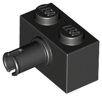 Brick Special 1 x 2 with Pin in Black