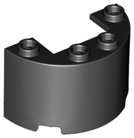 Cylinder Half 2 x 4 x 2 with 1 x 2 Cutout in Black