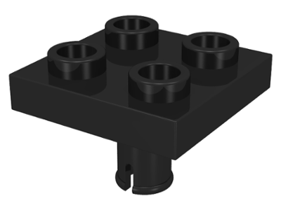 Plate Special 2 x 2 with Pin on Bottom in Black