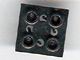 Plate Special 2 x 2 with Pin on Bottom, Small Holes in Plate and Rotational Locking Fingers on Underside in Black