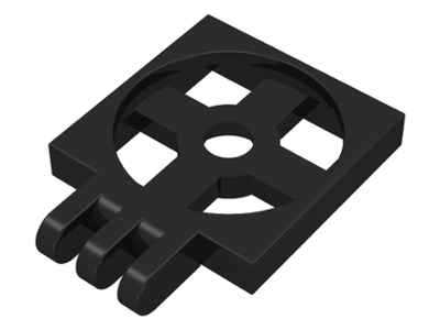 Turntable 2 x 2 Plate with Hinge, Base [3 Fingers] in Black