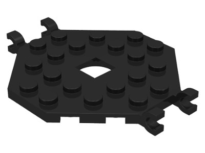 Plate Special 6 x 6 Octagonal with Square Hole and 4 Clips (Boat Mast Platform) in Black