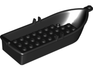 Boat / Rowing Boat 14 x 5 x 2 with Oarlocks [2 Hollow Inside Studs] in Black