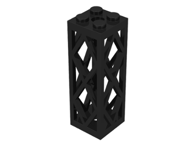Support 2 x 2 x 5 Lattice Pillar, Complete Assembly in Black