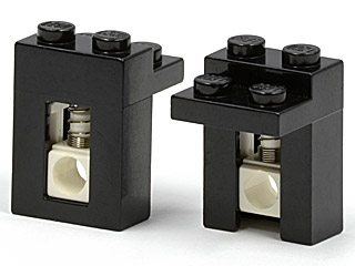 Brick Special 1 x 2 x 2 1/3 with Spring Unit in Black