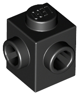 Brick Special 1 x 1 with Studs on 2 Adjacent Sides in Black