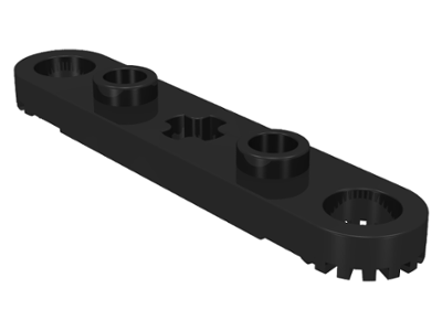 Technic Plate 1 x 5 with Toothed Ends, 2 Studs and Center Axle Hole in Black