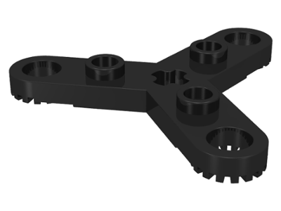 Technic Plate Rotor 3 Blade with Toothed Ends and 3 Studs (Propeller) in Black