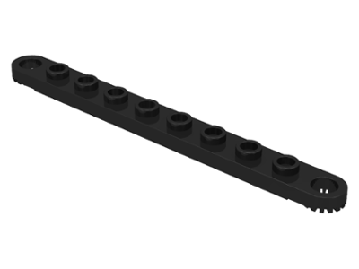 Technic Plate 1 x 10 with Toothed Ends in Black