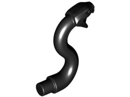 Animal, Snake Head with Open Mouth, Fangs and Curved Neck with Bar in Black