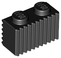 Brick Special 1 x 2 with Grille in Black