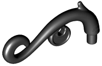Curled Decorative Ornament / Plant Vine with Bar in Black