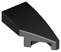 Brick Wedged, Curved 2 x 1 with Stud Notch Right in Black
