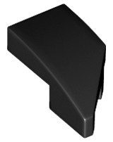 Brick Wedged, Curved 2 x 1 with Stud Notch Left in Black