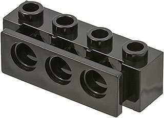 Technic Brick 1 x 4 with Bumper Holder in Black