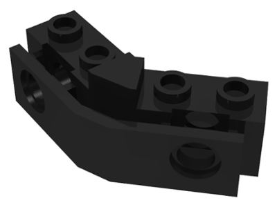 Technic Brick 1 x 2 - 1 x 2 Angled with Bumper Holder [Closed Front] in Black