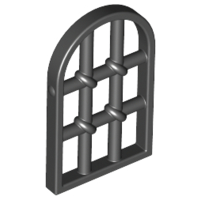 Window 1 x 2 x 2 & 2/3 Pane Twisted Bar with Rounded Top in Black