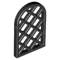 Window 1 x 2 x 2 2/3 Pane Lattice Diamond with Rounded Top in Black