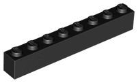 Brick 1 x 8 in Black