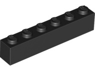 Brick 1 x 6 in Black