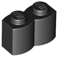 Brick Special 1 x 2 Palisade [aka Log] in Black