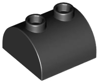Brick Curved 2 x 2, Two Top Studs in Black