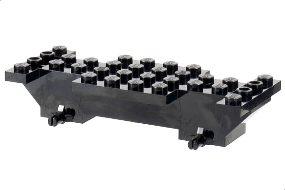 Vehicle Base 4 x 10 x 1 2/3, Inverted Slope Double, 1 x 2 Cutouts in Black