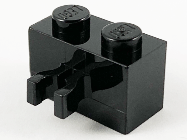 Brick Special 1 x 2 with Vertical Clip [Thick U Clip] in Black
