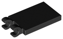 Tile Special 2 x 3 with 2 Clips [Thick Open O Clips] in Black