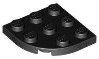 Plate Round Corner 3 x 3 in Black