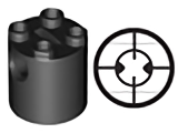 Brick Round 2 x 2 x 2 Robot Body, Axle Holder 'X' Orientation in Black