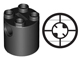 Brick Round 2 x 2 x 2 Robot Body, Axle Holder '+' Orientation in Black