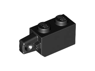 Hinge Brick 1 x 2 Locking with 1 Finger Vertical End in Black