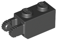 Hinge Brick 1 x 2 Locking with 2 Fingers Vertical End, 9 Teeth in Black
