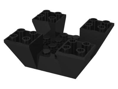 Brick Sloped Inverted 65° 6 x 6 x 2 Quad with Cutouts in Black