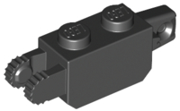 Hinge Brick 1 x 2 Locking with 1 Finger Vertical End and 2 Fingers Vertical End, 9 Teeth in Black