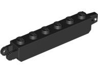 Hinge Brick 1 x 6 Locking with 1 Finger Vertical End and 2 Fingers Vertical End, 9 Teeth in Black