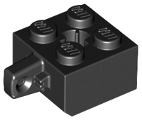 Hinge Brick 2 x 2 Locking with 1 Finger Vertical and Axle Hole [+ Opening] in Black