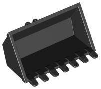 Construction Vehicle Bucket 3 x 6, 9 Hinge Teeth in Black