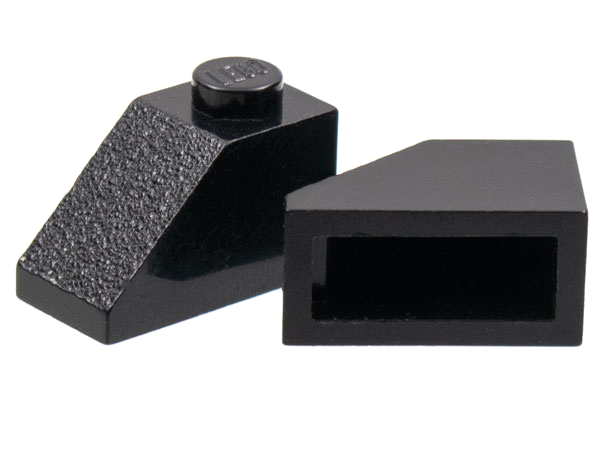 Brick Sloped 45° 2 x 1 without Bottom Pin in Black