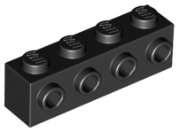 Brick Special 1 x 4 with 4 Studs on One Side in Black