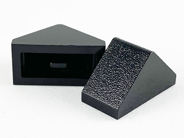 Brick Sloped 45° 2 x 1 Double with Ovoid Bottom Pin in Black