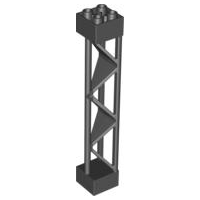 Support 2 x 2 x 10 Girder Triangular Vertical - Type 1 - Solid Top, 3 Posts in Black