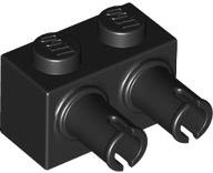Brick Special 1 x 2 with 2 Pins, Square Pin Holes in Black