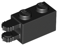 Hinge Brick 1 x 2 Locking with 2 Fingers Horizontal End, 9 Teeth in Black