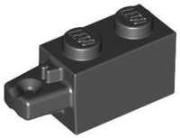 Hinge Brick 1 x 2 Locking with 1 Finger Horizontal End in Black