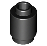 Brick Round 1 x 1 Open Stud in Black